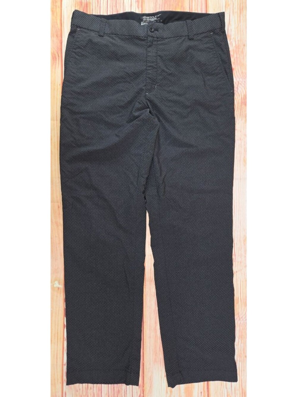 Nike Golf Tour Performance Dri-Fit Pants 32x32 Black Gray Chevron Pattern - Picture 2 of 8